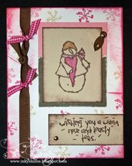 pink and brown snowman card